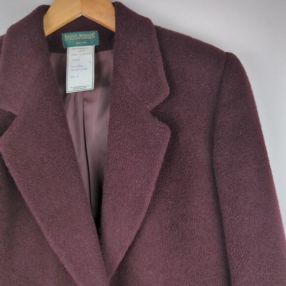 Vintage Harve Benard Women's Petite Plum Brown Alpaca and Wool Blazer Size 8P - Picture 2 of 6
